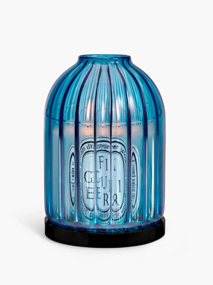 Candelero Côtes plates/Lados planos azul - Para velas de modelo clásico