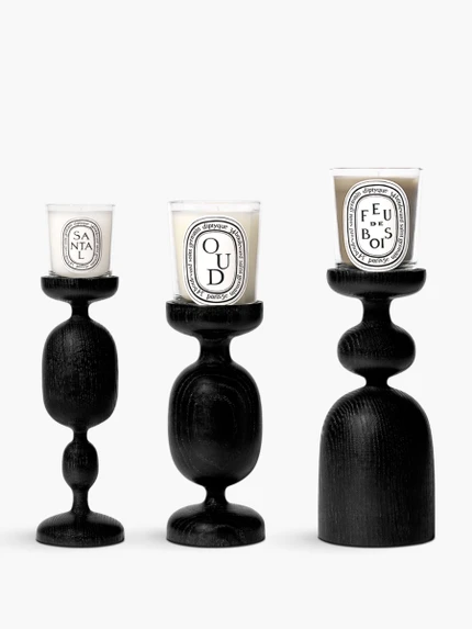 Kerzenhalter Pfeiler in Schwarz - Für klassische Kerzen