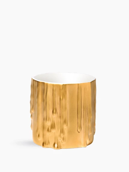 Gold Melted Wax Candle Holder - For classic candle