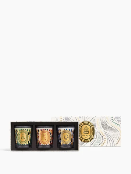 Pine Tree, Delight, Cotton - Set of 3 small holiday candles 