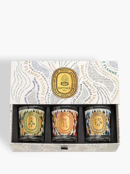 Set of 3 small holiday candles - Holiday trees, Festive sweets, Holiday comfort