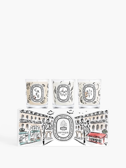 Café (Coffee), Chantilly (Whipped Cream), Biscuit - Set of 3 Small Candles