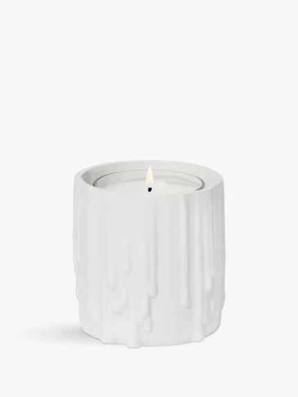 White Melted Wax Candle Holder - For classic candles