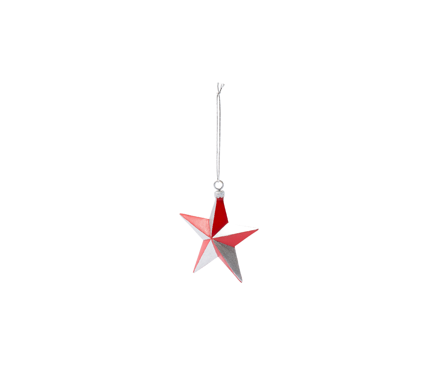 SILVER RED STAR ORNAMENT